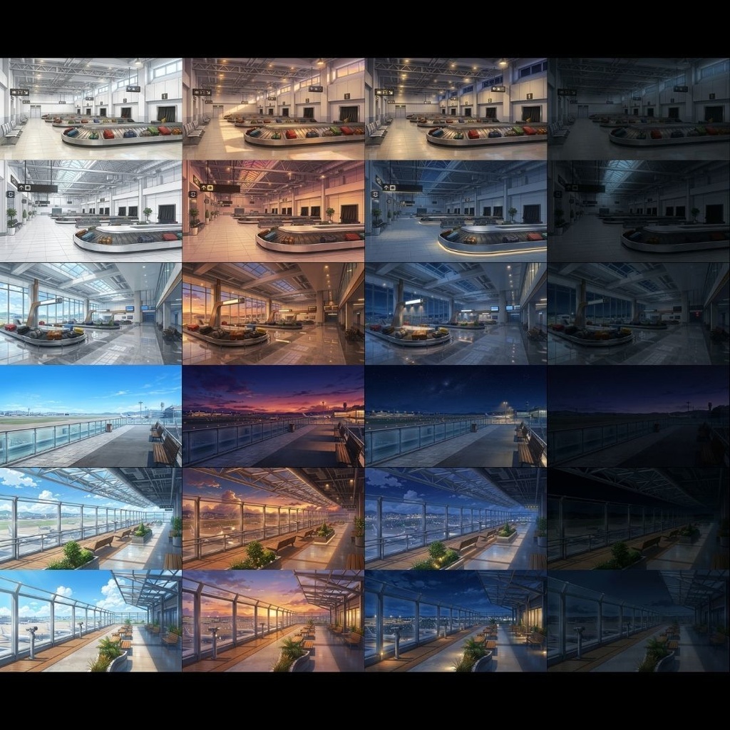 【TRPG背景素材】空港•機内/差分あり 142枚|ラウンジ•展望デッキ•動く歩道•チェックインカウンター•コックピット•ショップエリア•バス•タクシー乗り場•ATM•手荷物受取所etc