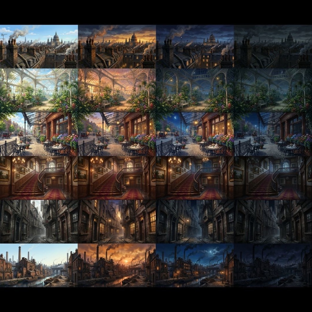 【背景素材】 20世紀ロンドン風/差分あり 202枚|大通り•リビング•寝室•川沿いetc(TRPG, マダミス, ココフォリア, ゲーム)