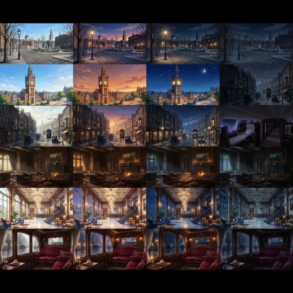 【背景素材】 20世紀ロンドン風/差分あり 202枚|大通り•リビング•寝室•川沿いetc(TRPG, マダミス, ココフォリア, ゲーム)