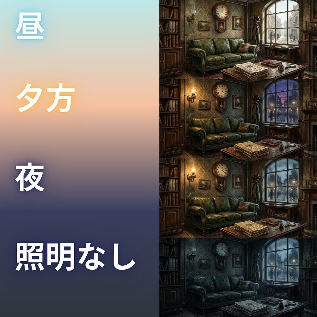 【背景素材】 20世紀ロンドン風/差分あり 202枚|大通り•リビング•寝室•川沿いetc(TRPG, マダミス, ココフォリア, ゲーム)