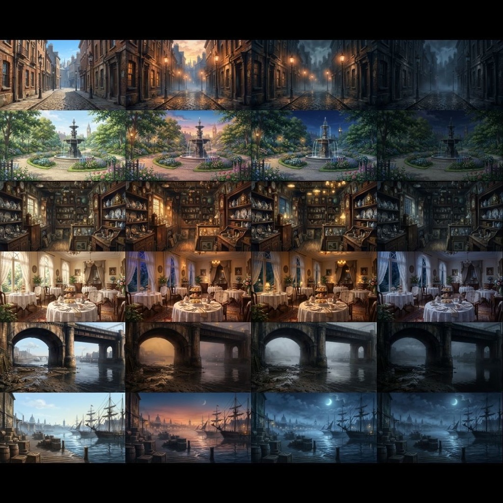 【背景素材】 20世紀ロンドン風/差分あり 202枚|大通り•リビング•寝室•川沿いetc(TRPG, マダミス, ココフォリア, ゲーム)