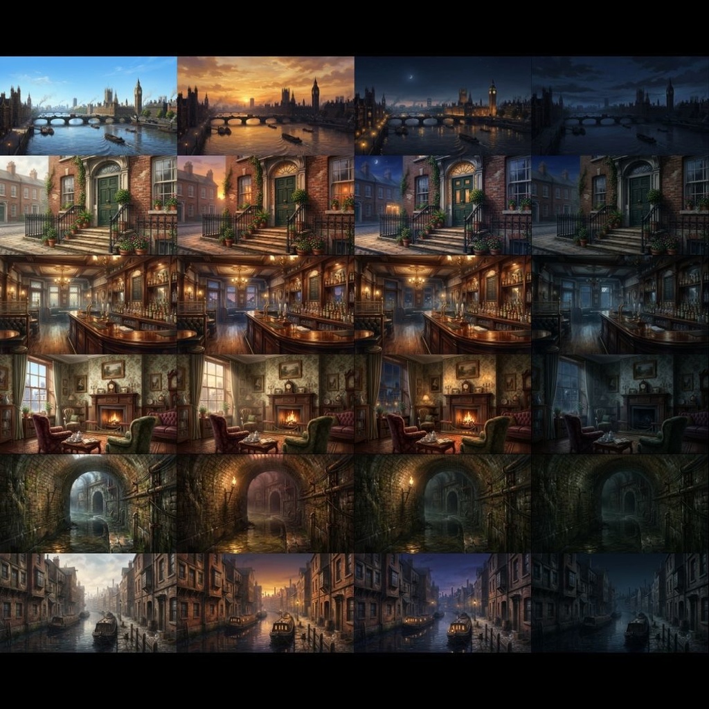 【背景素材】 20世紀ロンドン風/差分あり 202枚|大通り•リビング•寝室•川沿いetc(TRPG, マダミス, ココフォリア, ゲーム)