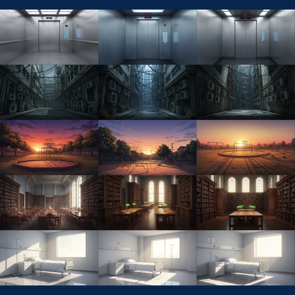 【背景素材】 異界化する日常|水没 144枚|電車内・図書館・自室・コンビニ・地下鉄・コインランドリー・エレベーター・病室・オフィス・路地裏etc(TRPG, マダミス, ココフォリア, ゲーム)