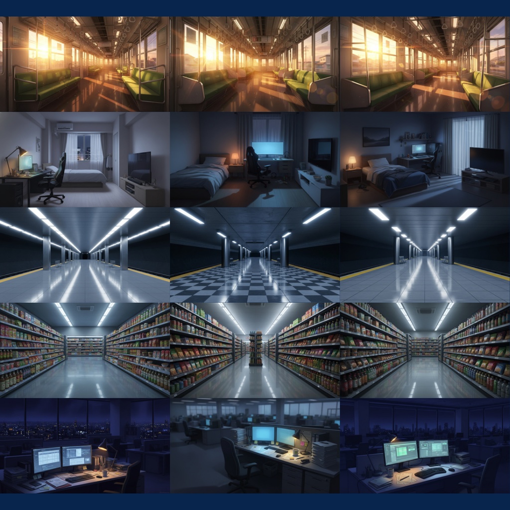 【背景素材】 異界化する日常|水没 144枚|電車内・図書館・自室・コンビニ・地下鉄・コインランドリー・エレベーター・病室・オフィス・路地裏etc(TRPG, マダミス, ココフォリア, ゲーム)