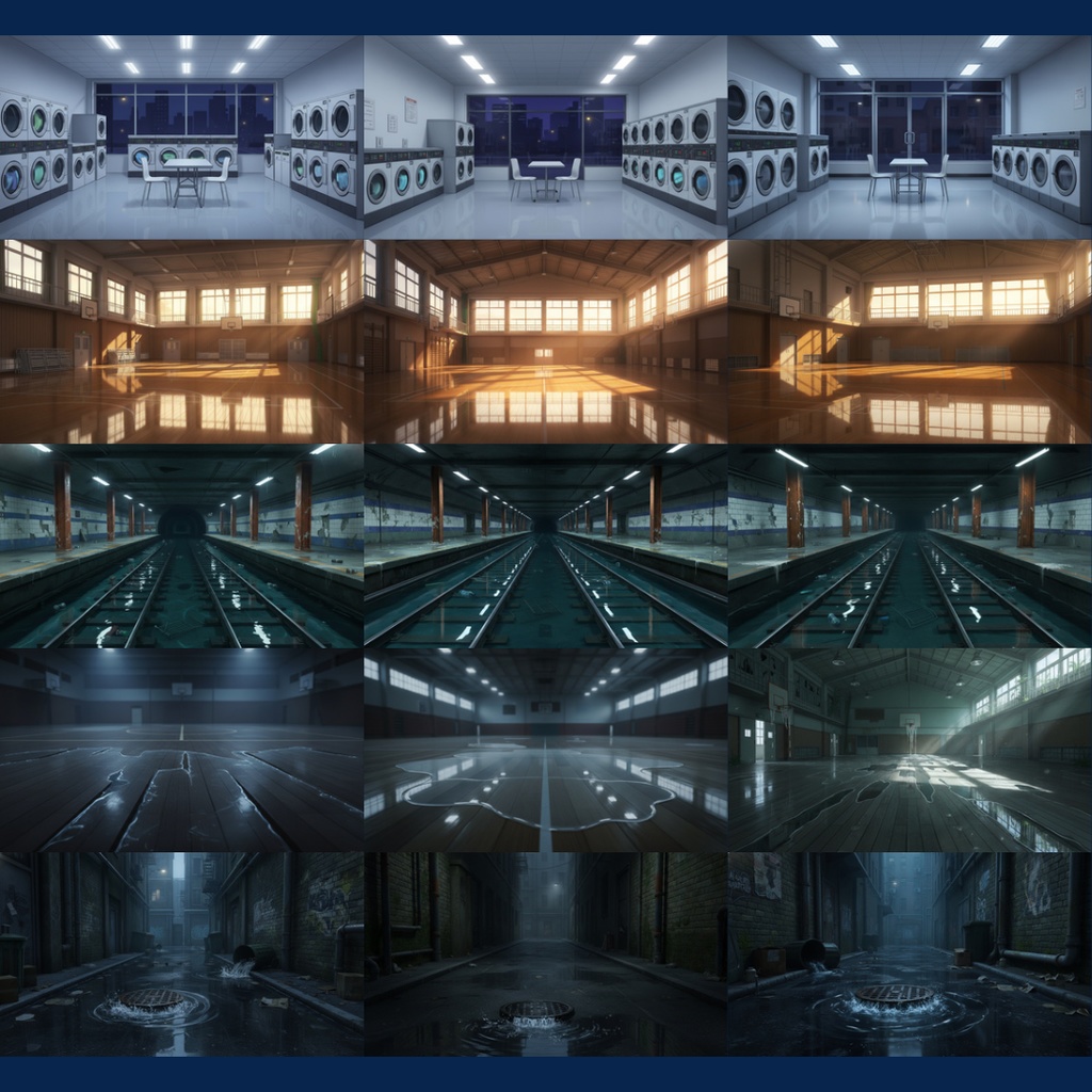 【背景素材】 異界化する日常|水没 144枚|電車内・図書館・自室・コンビニ・地下鉄・コインランドリー・エレベーター・病室・オフィス・路地裏etc(TRPG, マダミス, ココフォリア, ゲーム)