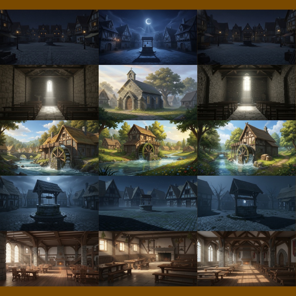 【背景素材】 中世の古城と村|城・王宮・外郭・防衛・村・広場・周辺施設etc(TRPG, マダミス, ココフォリア, ゲーム)