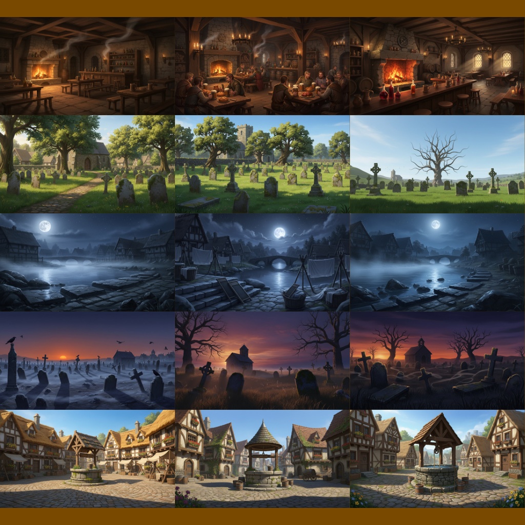 【背景素材】 中世の古城と村|城・王宮・外郭・防衛・村・広場・周辺施設etc(TRPG, マダミス, ココフォリア, ゲーム)