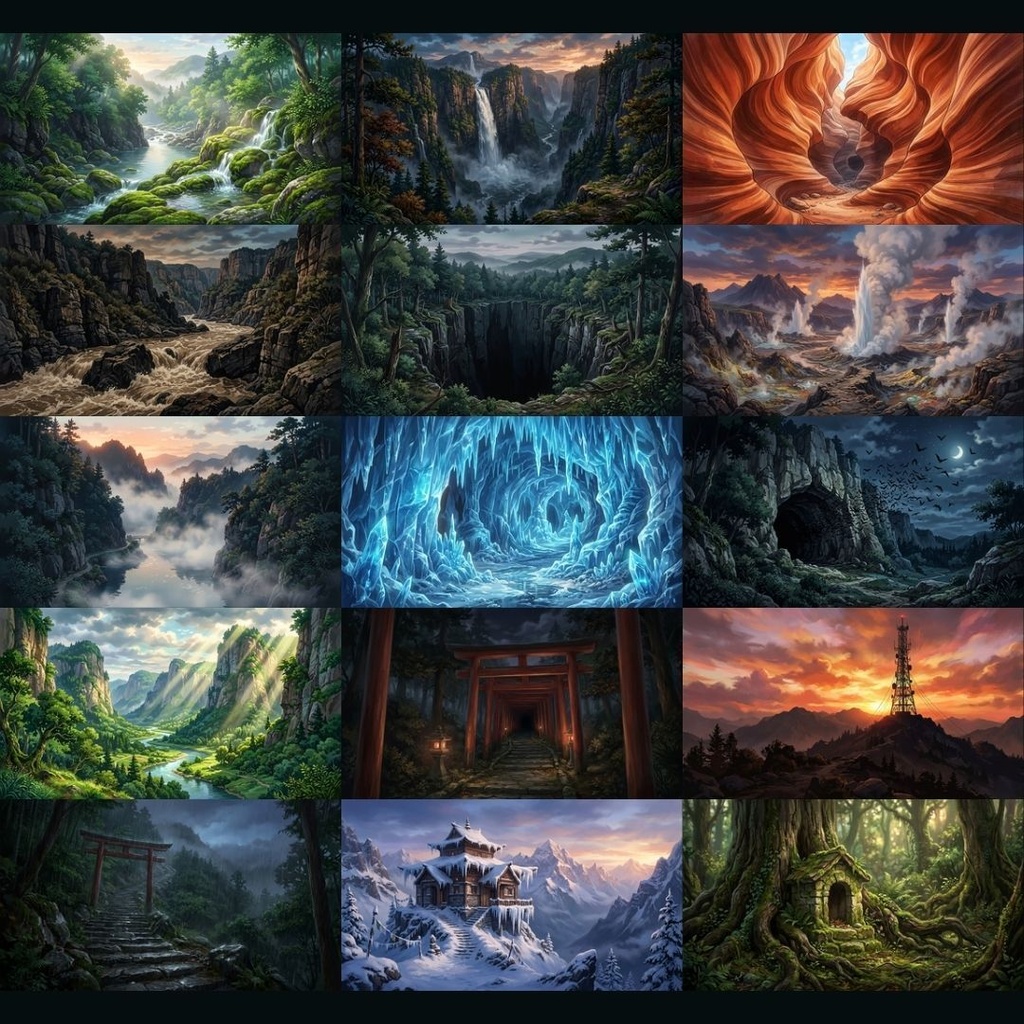 【背景素材】 山・谷 200枚|絶景•高山•渓谷•山道•異界etc(TRPG, マダミス, ココフォリア, ゲーム)