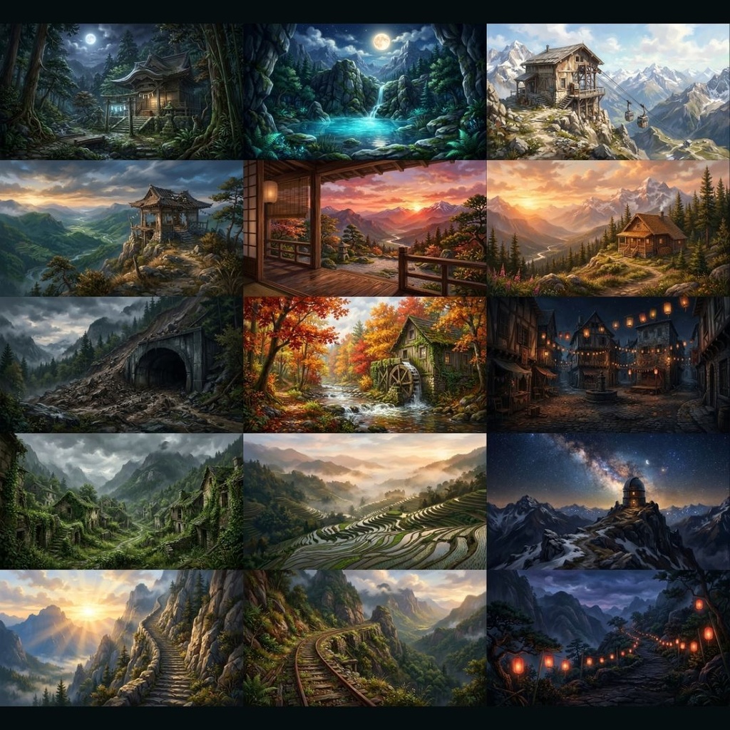 【背景素材】 山・谷 200枚|絶景•高山•渓谷•山道•異界etc(TRPG, マダミス, ココフォリア, ゲーム)