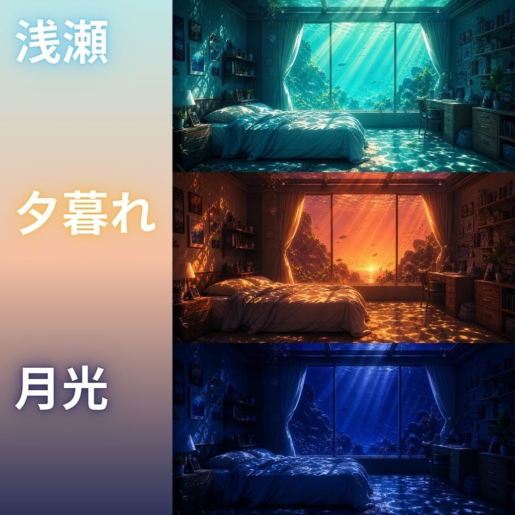 【背景素材】 海底に沈む部屋 差分あり 240枚|ホテル•列車•寝室•教会etc(TRPG, マダミス, ココフォリア, ゲーム)