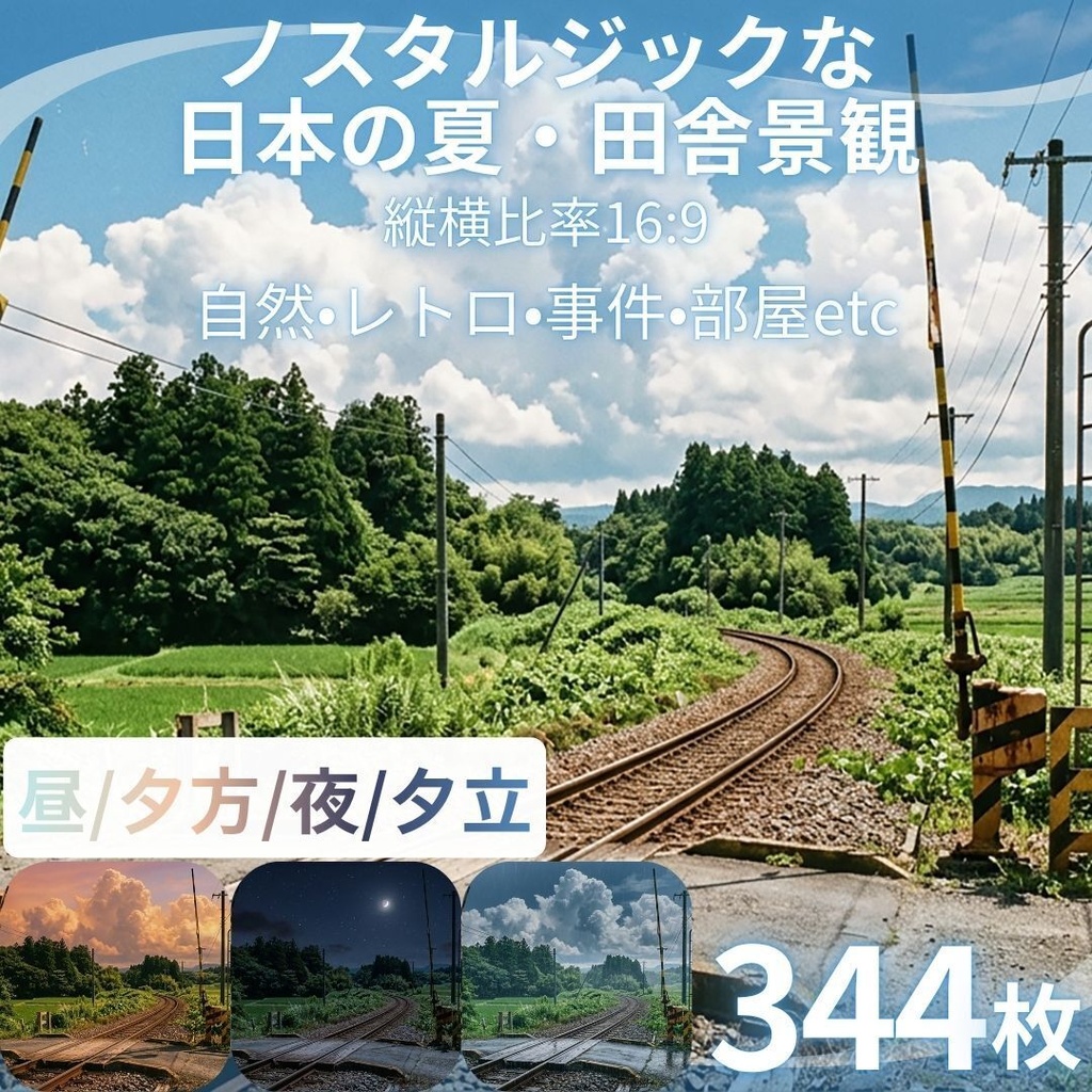 【背景素材】 ノスタルジックな日本の夏・田舎景観/差分あり 344枚|自然•事件•部屋etc(TRPG, マダミス, ココフォリア, ゲーム)
