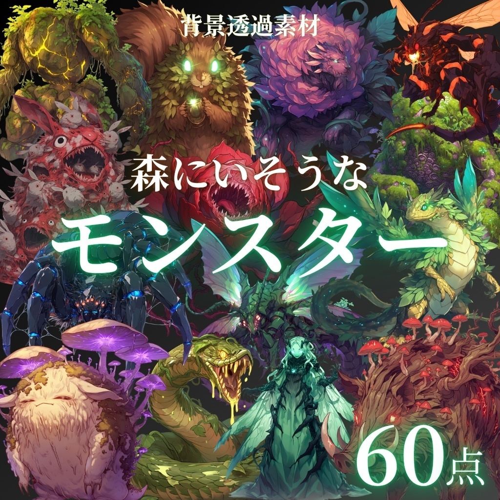 【背景透過】モンスター素材まとめパック / 全198点・4種入り(TRPG・ココフォリア)