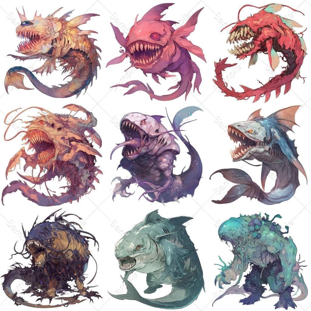 【背景透過】モンスター素材まとめパック / 全198点・4種入り(TRPG・ココフォリア)
