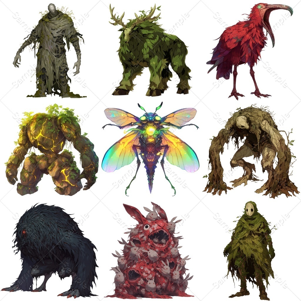 【背景透過】モンスター素材まとめパック / 全198点・4種入り(TRPG・ココフォリア)