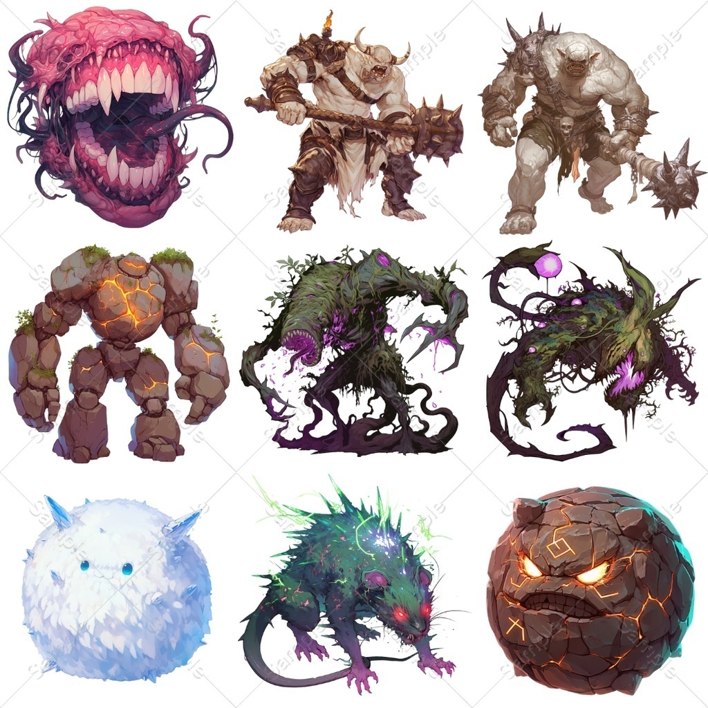 【背景透過】モンスター素材まとめパック / 全198点・4種入り(TRPG・ココフォリア)