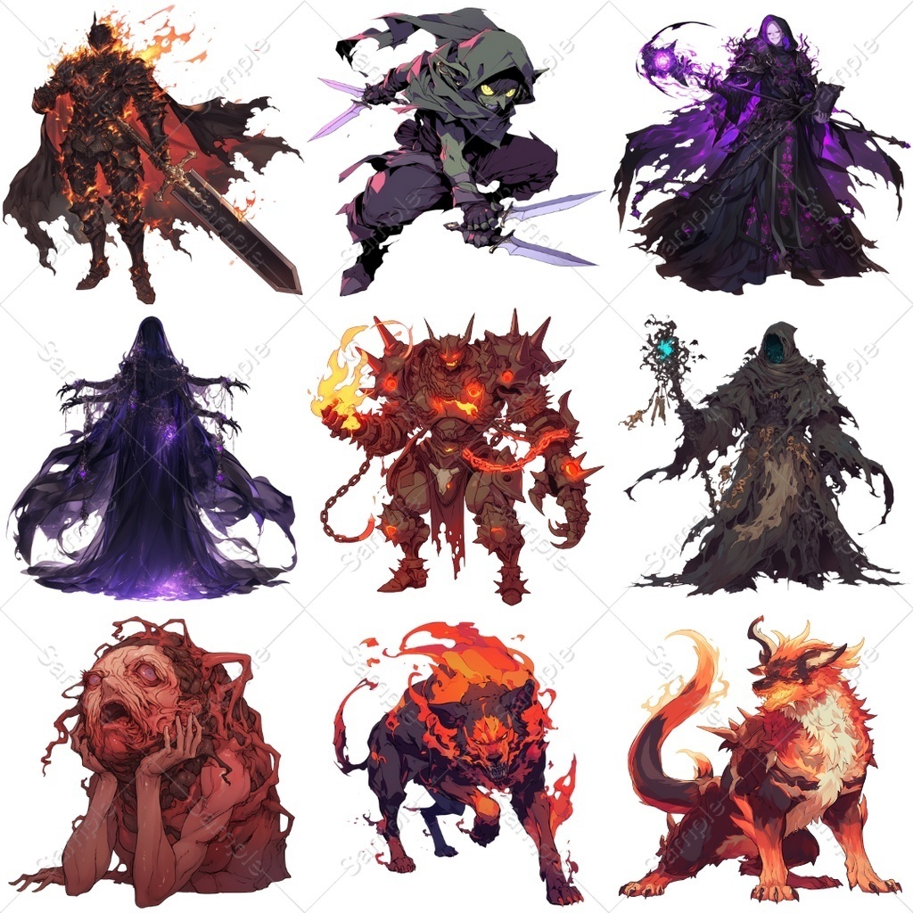 【背景透過】モンスター素材まとめパック / 全198点・4種入り(TRPG・ココフォリア)
