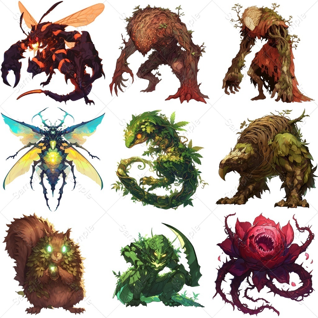 【背景透過】モンスター素材まとめパック / 全198点・4種入り(TRPG・ココフォリア)