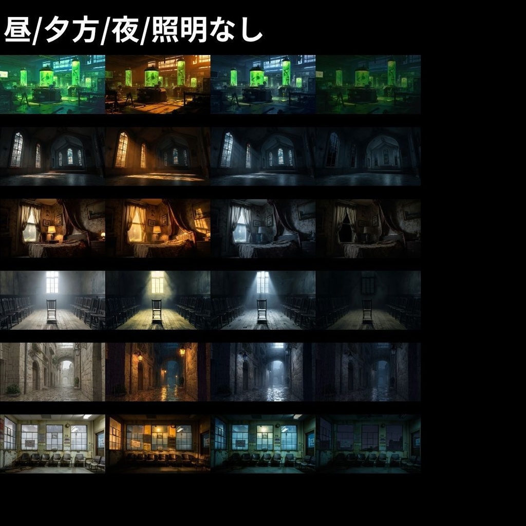 【背景素材】 ホラー背景差分パック 412枚|神社•和室•牢屋•廃墟•病院etc(TRPG, マダミス, ココフォリア, ゲーム)