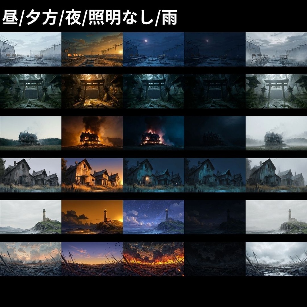 【背景素材】 ホラー背景差分パック 412枚|神社•和室•牢屋•廃墟•病院etc(TRPG, マダミス, ココフォリア, ゲーム)