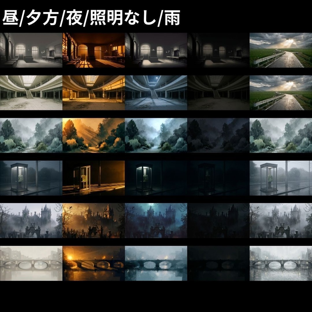 【背景素材】 ホラー背景差分パック 412枚|神社•和室•牢屋•廃墟•病院etc(TRPG, マダミス, ココフォリア, ゲーム)