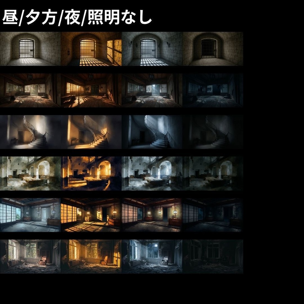 【背景素材】 ホラー背景差分パック 412枚|神社•和室•牢屋•廃墟•病院etc(TRPG, マダミス, ココフォリア, ゲーム)