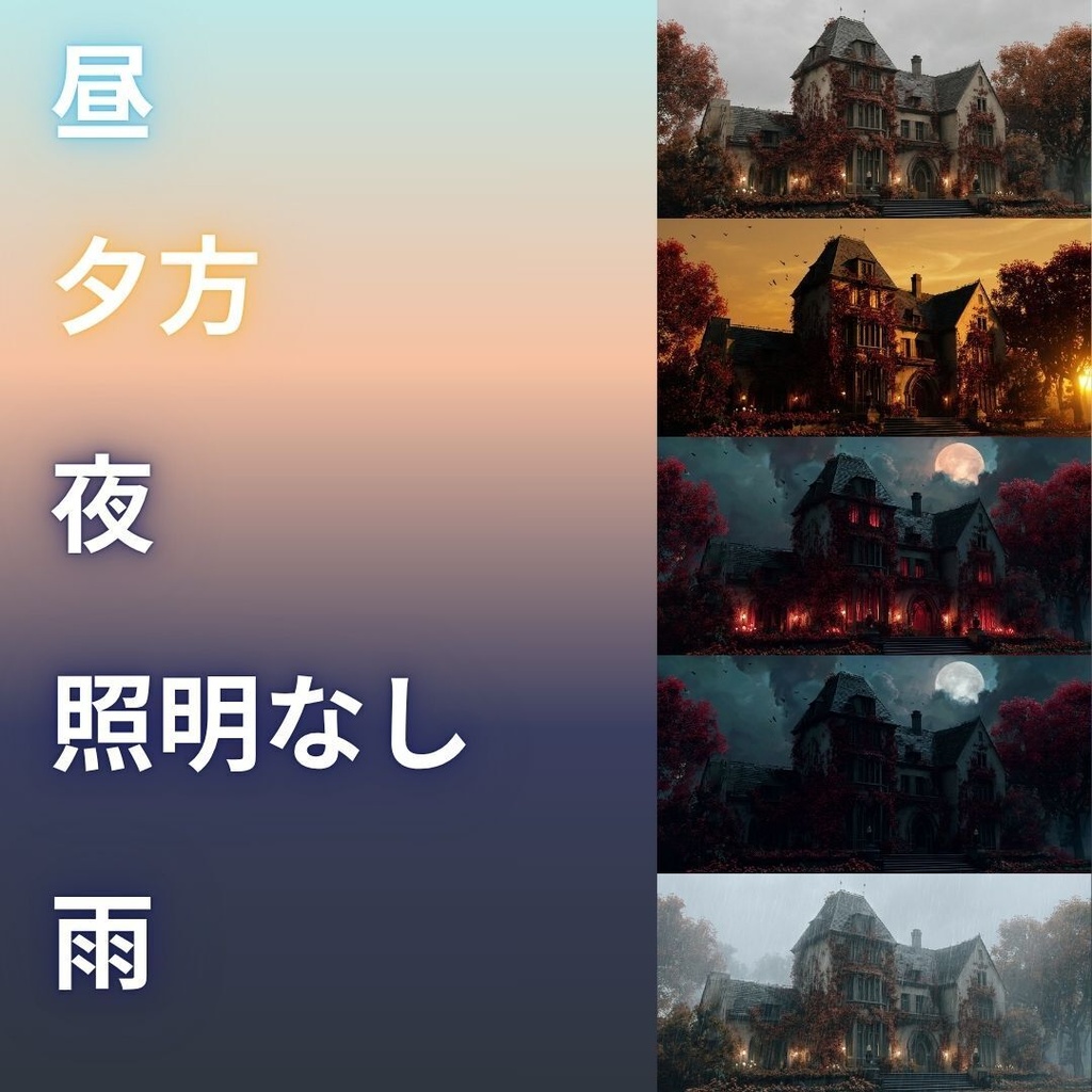 【背景素材】 ホラー背景差分パック 412枚|神社•和室•牢屋•廃墟•病院etc(TRPG, マダミス, ココフォリア, ゲーム)