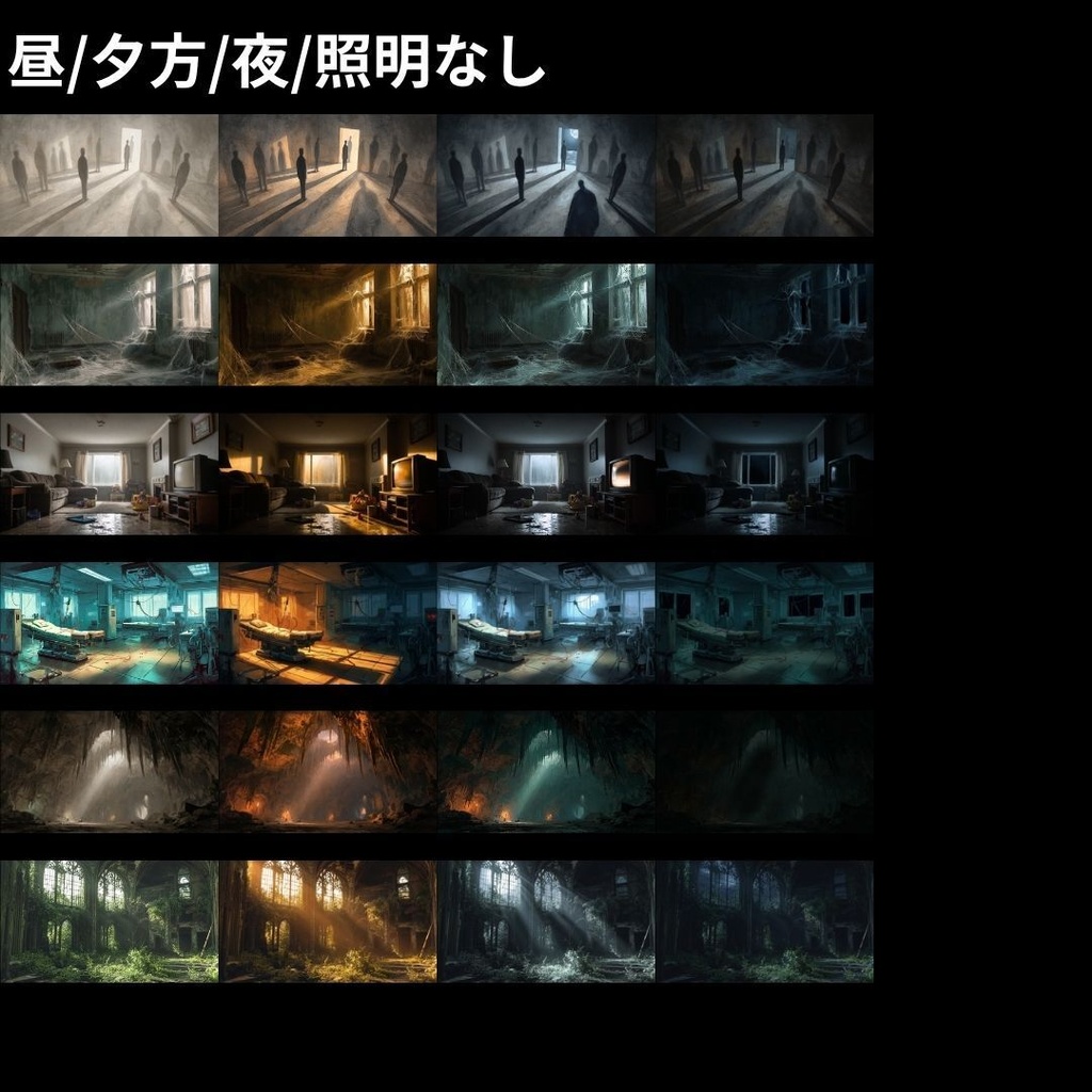【背景素材】 ホラー背景差分パック 412枚|神社•和室•牢屋•廃墟•病院etc(TRPG, マダミス, ココフォリア, ゲーム)