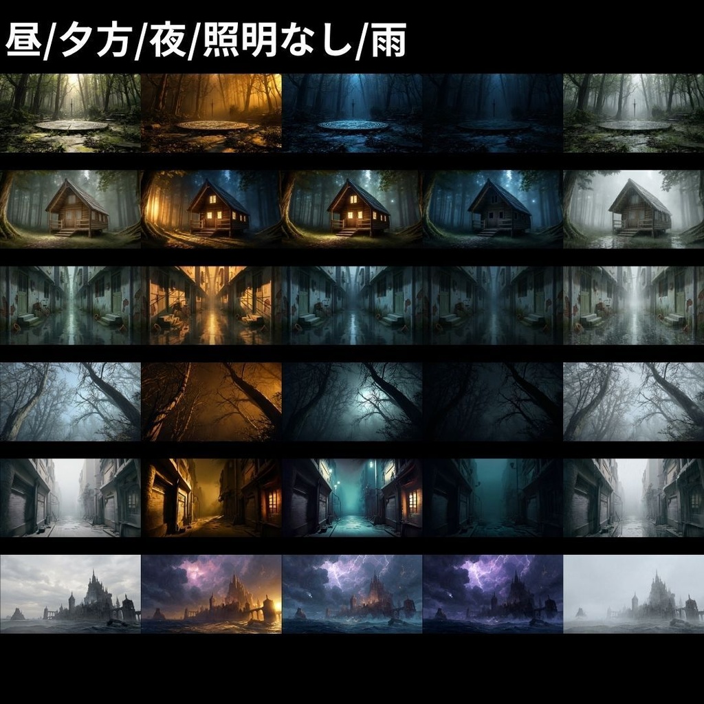 【背景素材】 ホラー背景差分パック 412枚|神社•和室•牢屋•廃墟•病院etc(TRPG, マダミス, ココフォリア, ゲーム)
