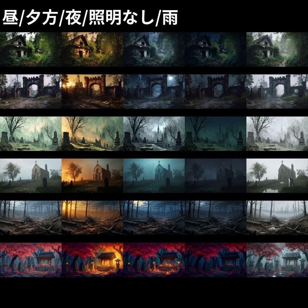 【背景素材】 ホラー背景差分パック 412枚|神社•和室•牢屋•廃墟•病院etc(TRPG, マダミス, ココフォリア, ゲーム)