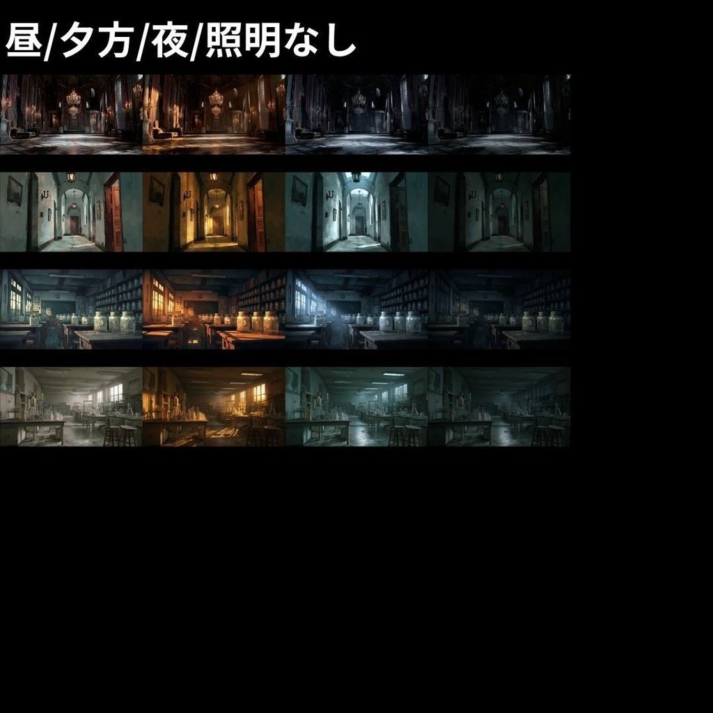 【背景素材】 ホラー背景差分パック 412枚|神社•和室•牢屋•廃墟•病院etc(TRPG, マダミス, ココフォリア, ゲーム)
