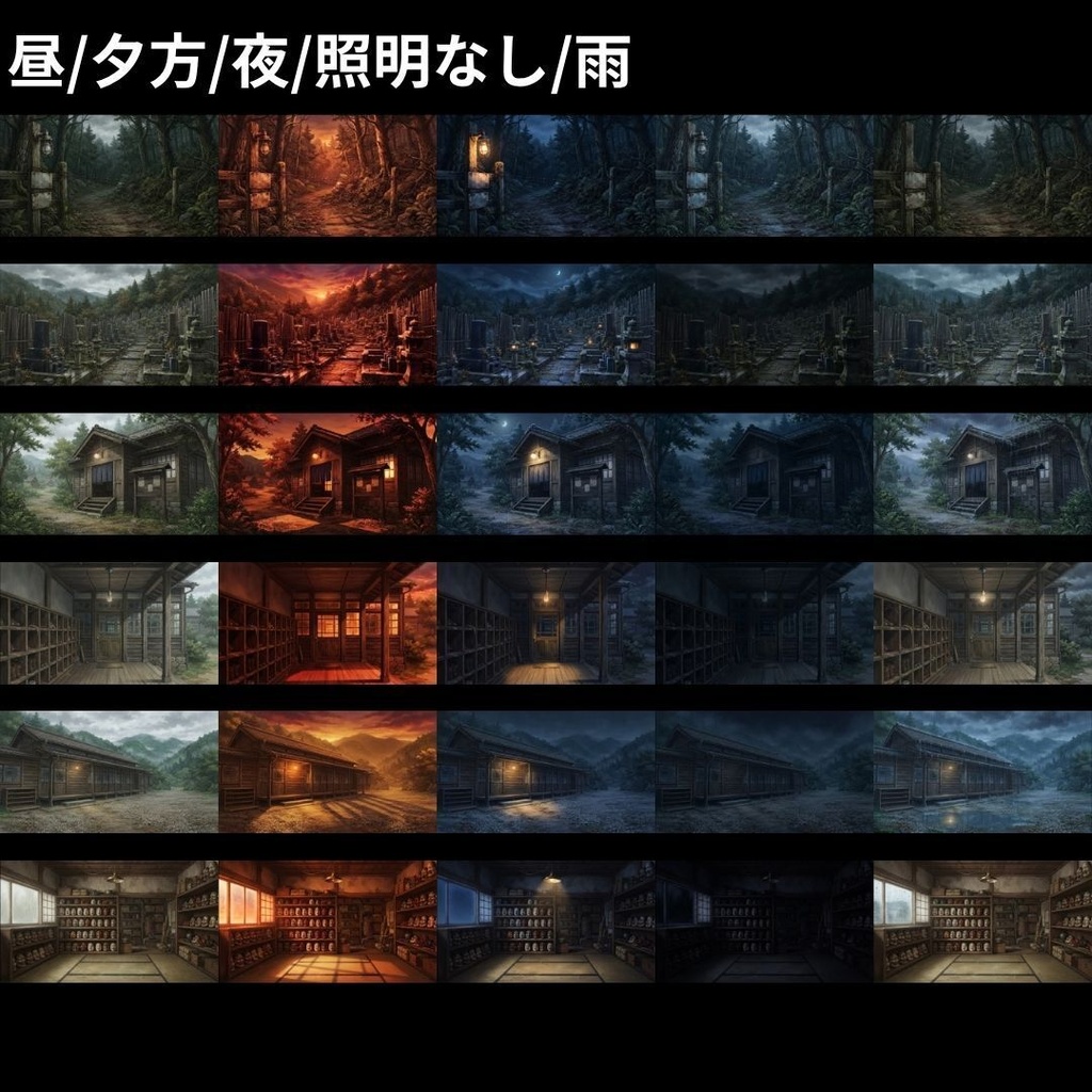 【背景素材】 |完全版|和風ホラーパック/差分あり 618枚|和室•古民家•旅館•村落•山道etc(TRPG, マダミス, ココフォリア, ゲーム)