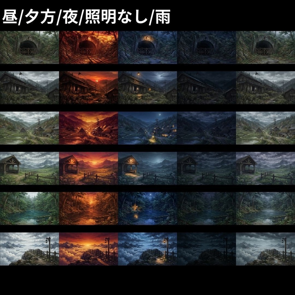 【背景素材】 |完全版|和風ホラーパック/差分あり 618枚|和室•古民家•旅館•村落•山道etc(TRPG, マダミス, ココフォリア, ゲーム)