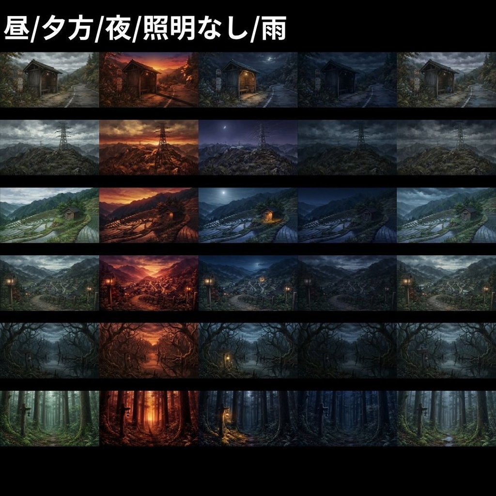 【背景素材】 |完全版|和風ホラーパック/差分あり 618枚|和室•古民家•旅館•村落•山道etc(TRPG, マダミス, ココフォリア, ゲーム)