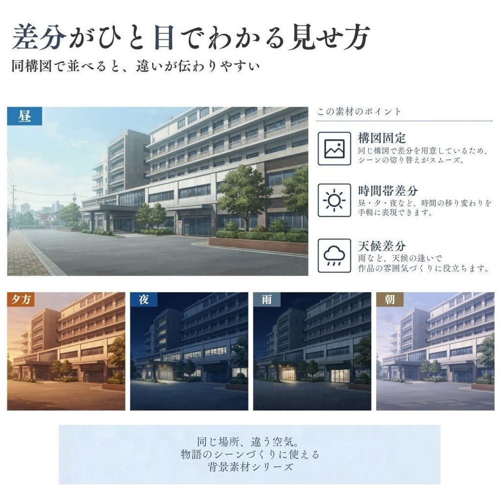 【背景素材】 現代事件・捜査シーン集/差分あり 500枚|日常•住宅•警察•学校•病院etc(TRPG, マダミス, ココフォリア, ゲーム)