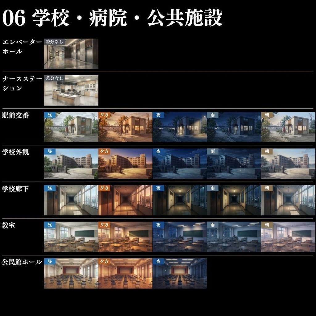 【背景素材】 現代事件・捜査シーン集/差分あり 500枚|日常•住宅•警察•学校•病院etc(TRPG, マダミス, ココフォリア, ゲーム)