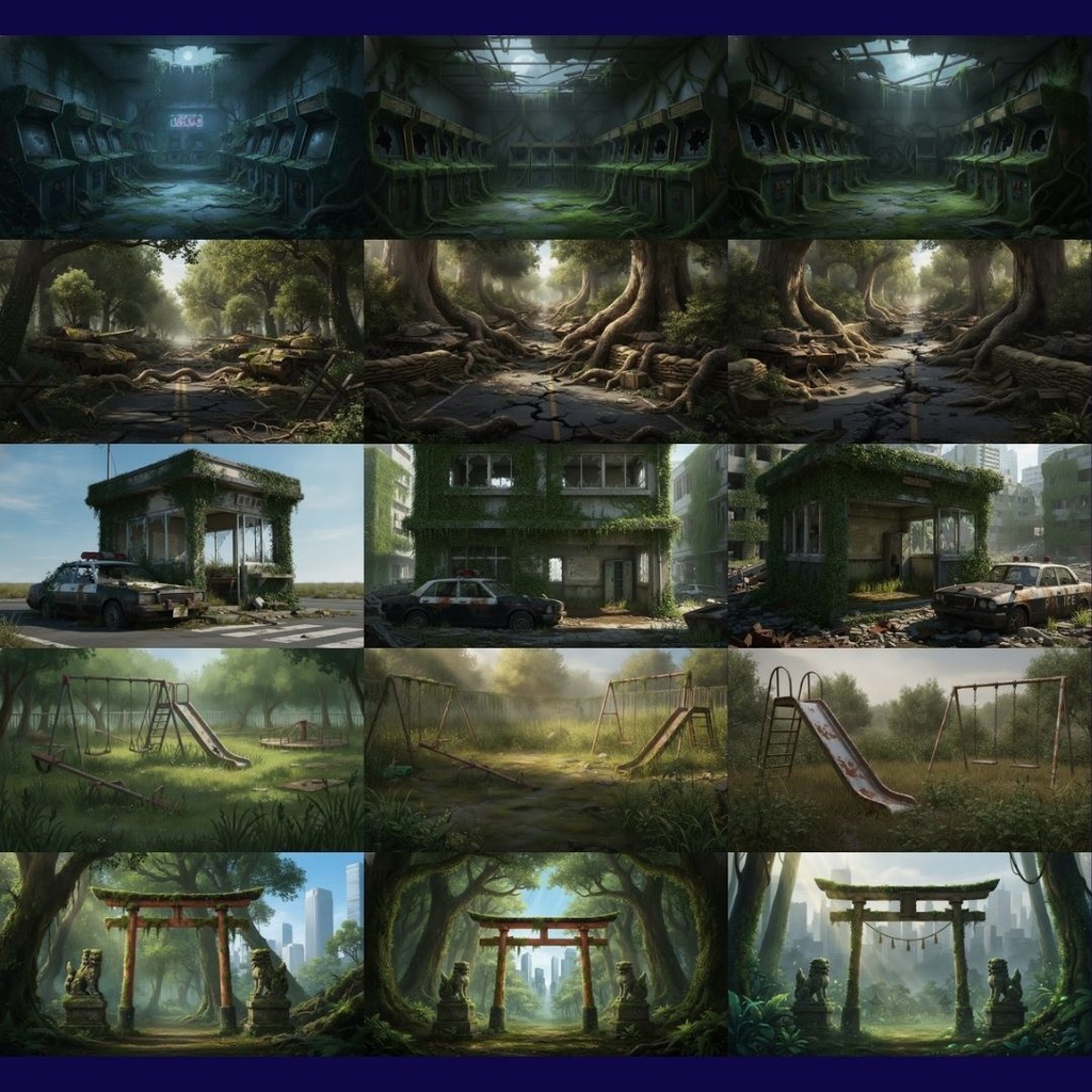 【背景素材】緑の廃墟(ポストアポカリプス) 189枚 | 都市・廃墟・学校・下水道etc(TRPG, マダミス, ココフォリア, ゲーム)