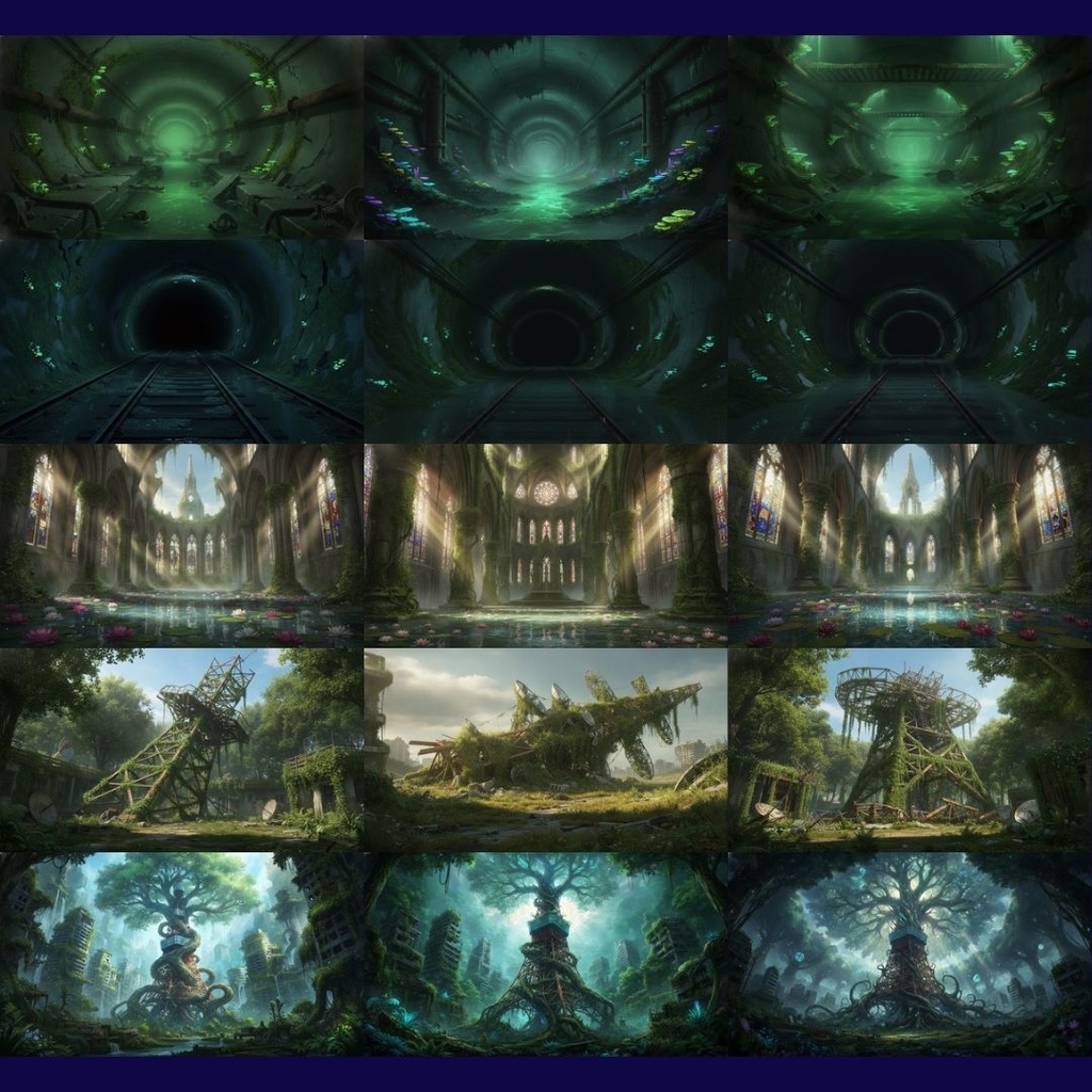 【背景素材】緑の廃墟(ポストアポカリプス) 189枚 | 都市・廃墟・学校・下水道etc(TRPG, マダミス, ココフォリア, ゲーム)