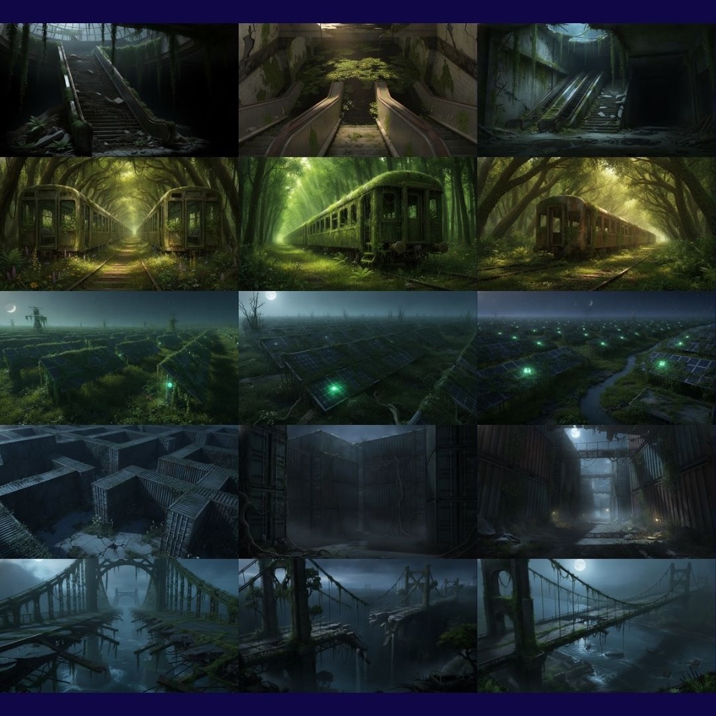 【背景素材】緑の廃墟(ポストアポカリプス) 189枚 | 都市・廃墟・学校・下水道etc(TRPG, マダミス, ココフォリア, ゲーム)