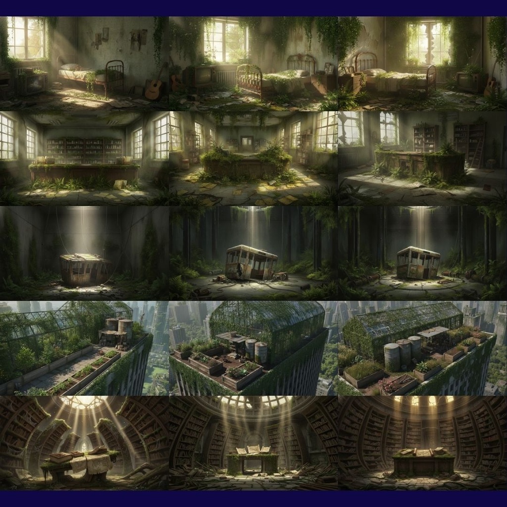 【背景素材】緑の廃墟(ポストアポカリプス) 189枚 | 都市・廃墟・学校・下水道etc(TRPG, マダミス, ココフォリア, ゲーム)