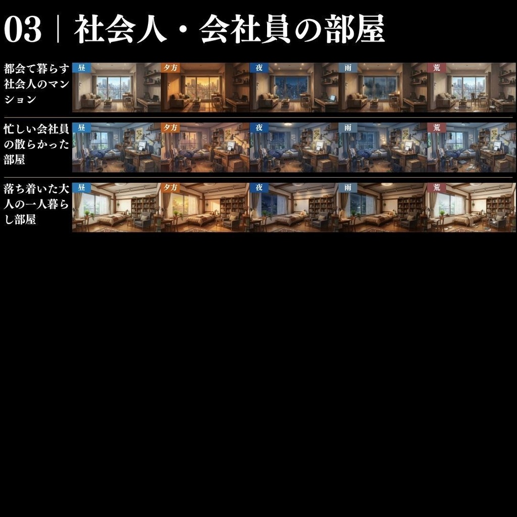 【背景素材】現代の部屋・住居背景集 586枚|差分あり ワンルーム•寝室•和室•高級•質素etc(TRPG, マダミス, ココフォリア, ゲーム)