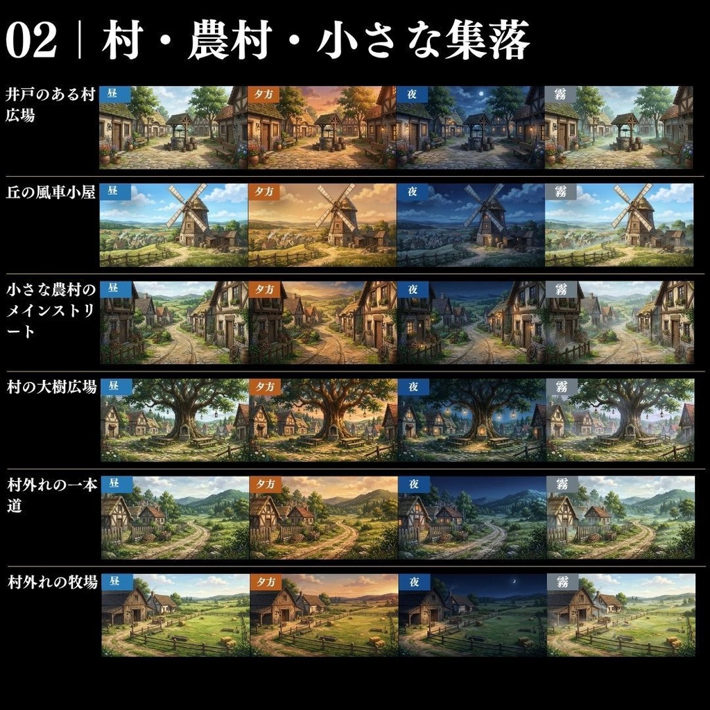 【背景素材】王道ファンタジー世界背景集 800枚|差分あり 王都•村•市場•教会•ダンジョンetc(TRPG, マダミス, ココフォリア, ゲーム)