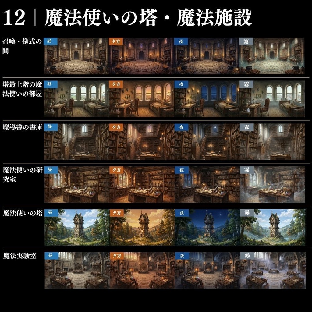【背景素材】王道ファンタジー世界背景集 800枚|差分あり 王都•村•市場•教会•ダンジョンetc(TRPG, マダミス, ココフォリア, ゲーム)