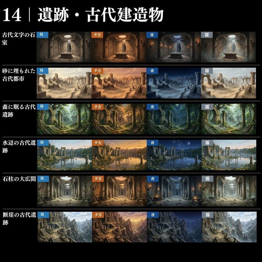 【背景素材】王道ファンタジー世界背景集 800枚|差分あり 王都•村•市場•教会•ダンジョンetc(TRPG, マダミス, ココフォリア, ゲーム)