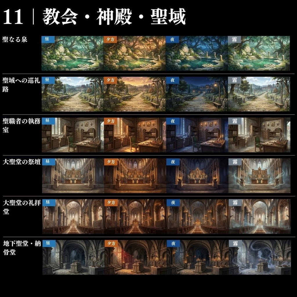 【背景素材】王道ファンタジー世界背景集 800枚|差分あり 王都•村•市場•教会•ダンジョンetc(TRPG, マダミス, ココフォリア, ゲーム)