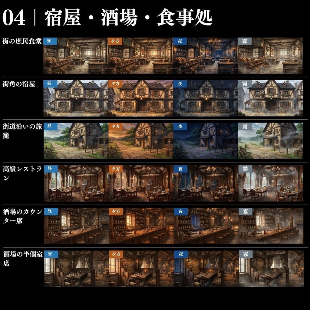 【背景素材】王道ファンタジー世界背景集 800枚|差分あり 王都•村•市場•教会•ダンジョンetc(TRPG, マダミス, ココフォリア, ゲーム)