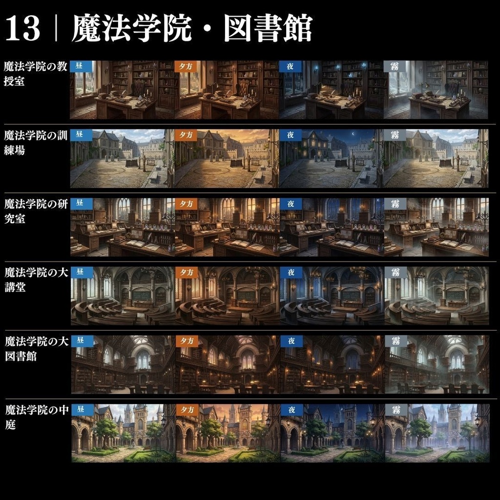 【背景素材】王道ファンタジー世界背景集 800枚|差分あり 王都•村•市場•教会•ダンジョンetc(TRPG, マダミス, ココフォリア, ゲーム)