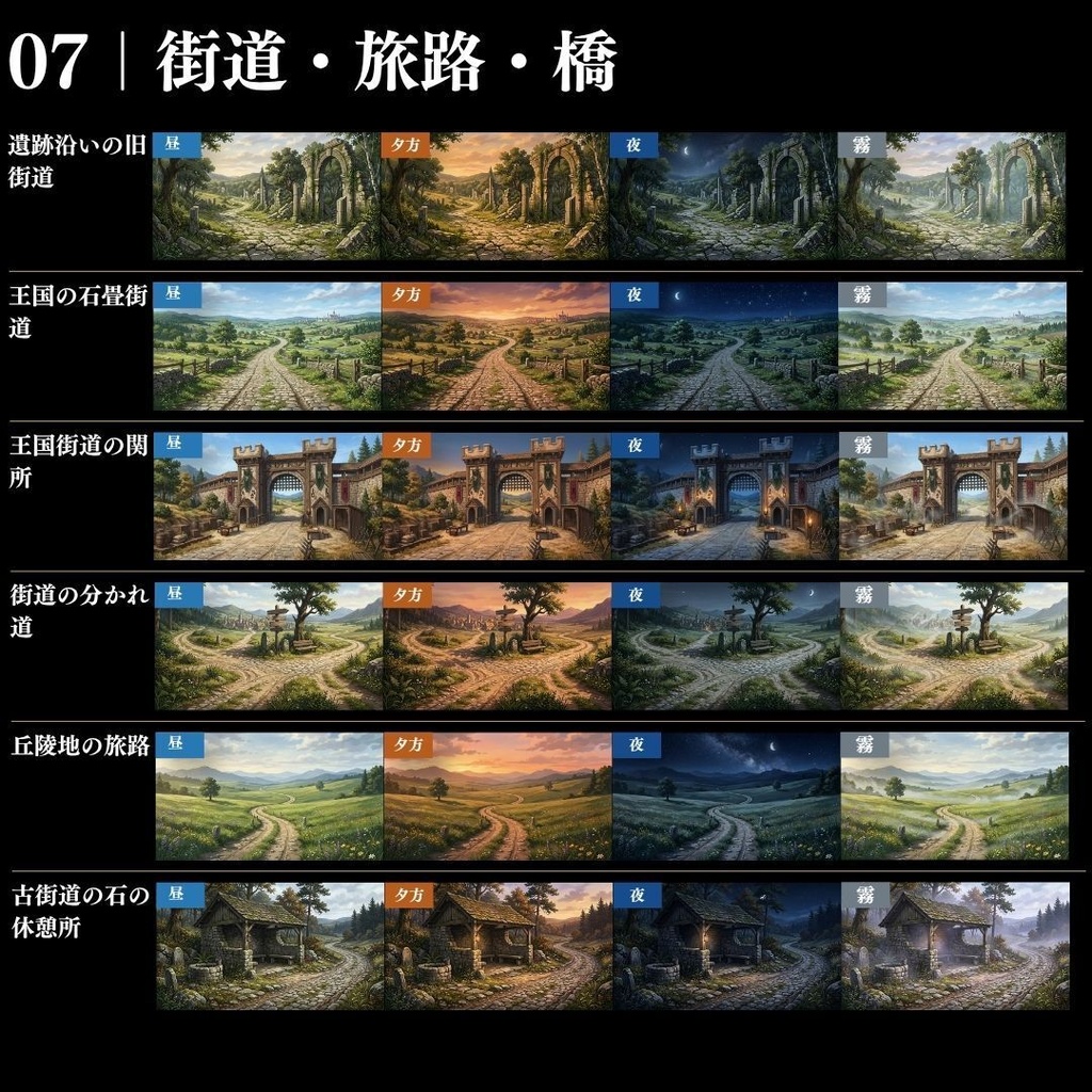 【背景素材】王道ファンタジー世界背景集 800枚|差分あり 王都•村•市場•教会•ダンジョンetc(TRPG, マダミス, ココフォリア, ゲーム)
