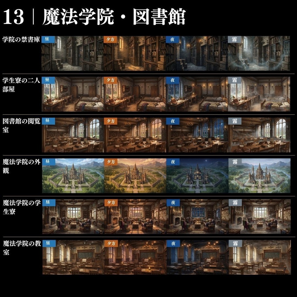 【背景素材】王道ファンタジー世界背景集 800枚|差分あり 王都•村•市場•教会•ダンジョンetc(TRPG, マダミス, ココフォリア, ゲーム)