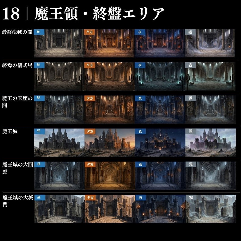 【背景素材】王道ファンタジー世界背景集 800枚|差分あり 王都•村•市場•教会•ダンジョンetc(TRPG, マダミス, ココフォリア, ゲーム)