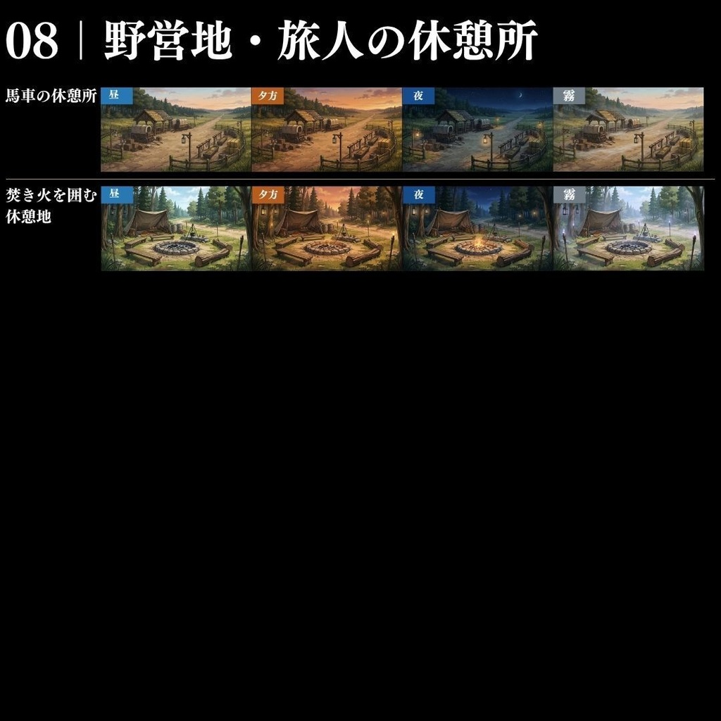 【背景素材】王道ファンタジー世界背景集 800枚|差分あり 王都•村•市場•教会•ダンジョンetc(TRPG, マダミス, ココフォリア, ゲーム)